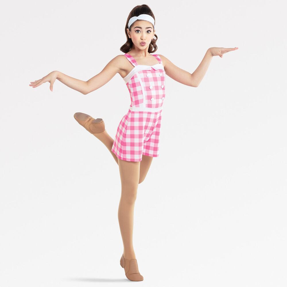 Dance Costume Revolution RC22788 Small Adult Pink Romper Jazz Tap Sequins